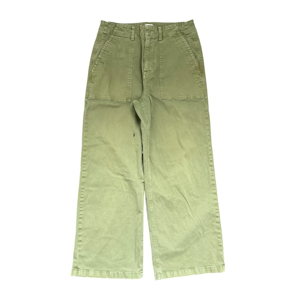 Pistola Sophia High Rise Wide Leg Crop Utility Pants Basil Green 27